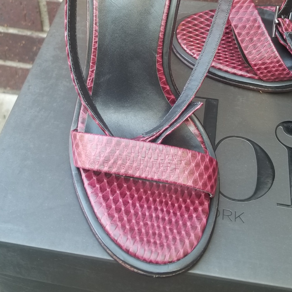 Tibi Amber Wineberry Loop Strap Around Sandals - image 4